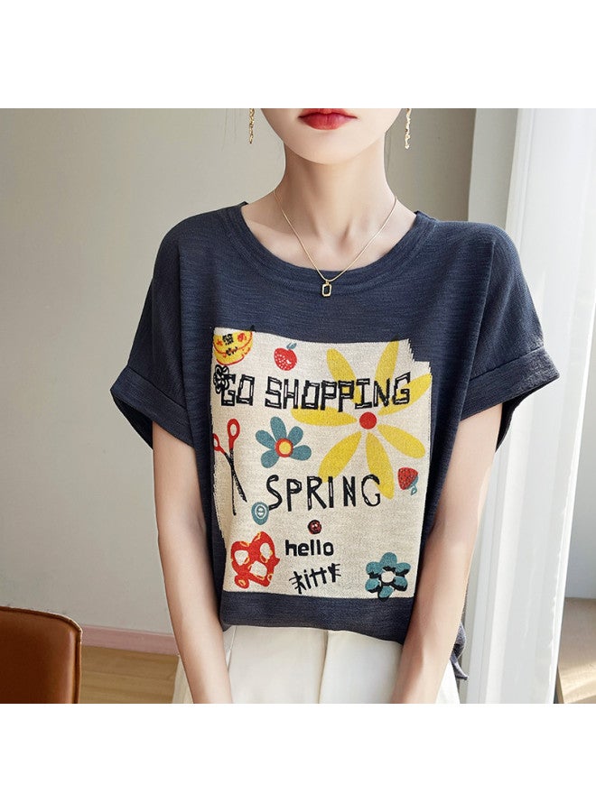 MIIOW New Knitted Sweater For Women, Sunflower Embroidered Sleeveless T-Shirt, Round Neck Loose And Breathable Top - Image 4