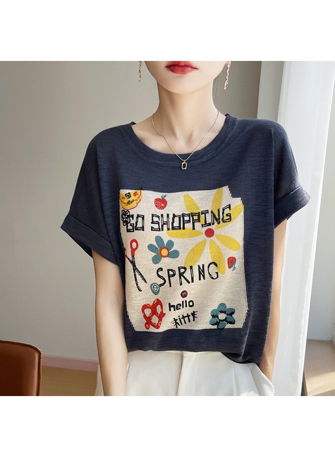 MIIOW New Knitted Sweater For Women, Sunflower Embroidered Sleeveless T-Shirt, Round Neck Loose And Breathable Top - Image 5