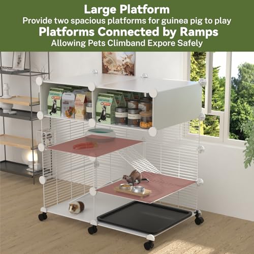 STILLCOVE C&C Guinea Pig Cages Indoor on Wheels, 3 Tier Ferret Cage Small Animal Hideout House with Drawer & Removable Tray, Pet Playpen Fence for 1-3 Hamster Rat Chinchilla Hedgehog - Image 3