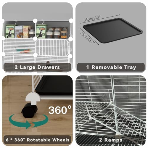 STILLCOVE C&C Guinea Pig Cages Indoor on Wheels, 3 Tier Ferret Cage Small Animal Hideout House with Drawer & Removable Tray, Pet Playpen Fence for 1-3 Hamster Rat Chinchilla Hedgehog - Image 4