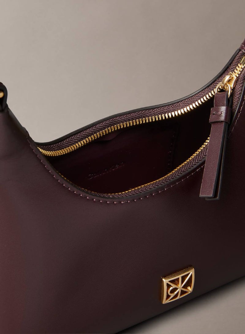 CALVIN KLEIN Monogram Logo Emblem Leather Small Shoulder Bag - Image 2