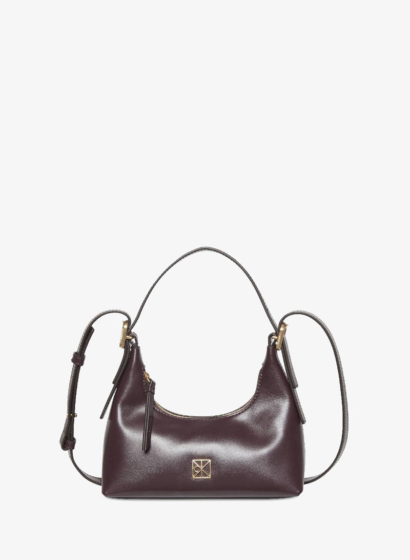 CALVIN KLEIN Monogram Logo Emblem Leather Small Shoulder Bag - Image 1