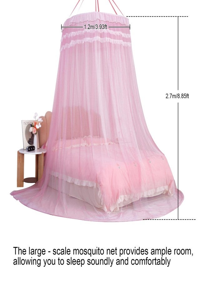 Lanpet Dreamy Princess Bed Canopy for Girls, Double Layer Sheer Mesh Canopy Curtain, Canopies Netting Room Decor Tent Mosquito Net for Kids & Adults Queen King Bed,Pink - Image 4