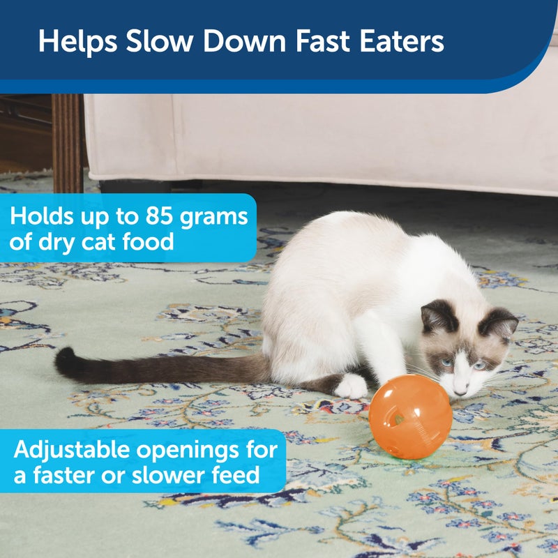 PetSafe SlimCat Interactive Feeder - Combines Play with Mealtime - Adjustable Portions - BPA-Free Plastic - Slow Feeder for Digestion - Lightweight, Dishwasher-Safe Toy - Orange - Image 2