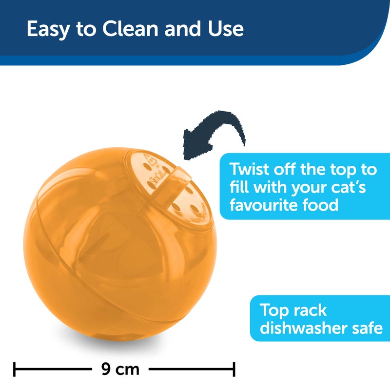 PetSafe SlimCat Interactive Feeder - Combines Play with Mealtime - Adjustable Portions - BPA-Free Plastic - Slow Feeder for Digestion - Lightweight, Dishwasher-Safe Toy - Orange - Image 3