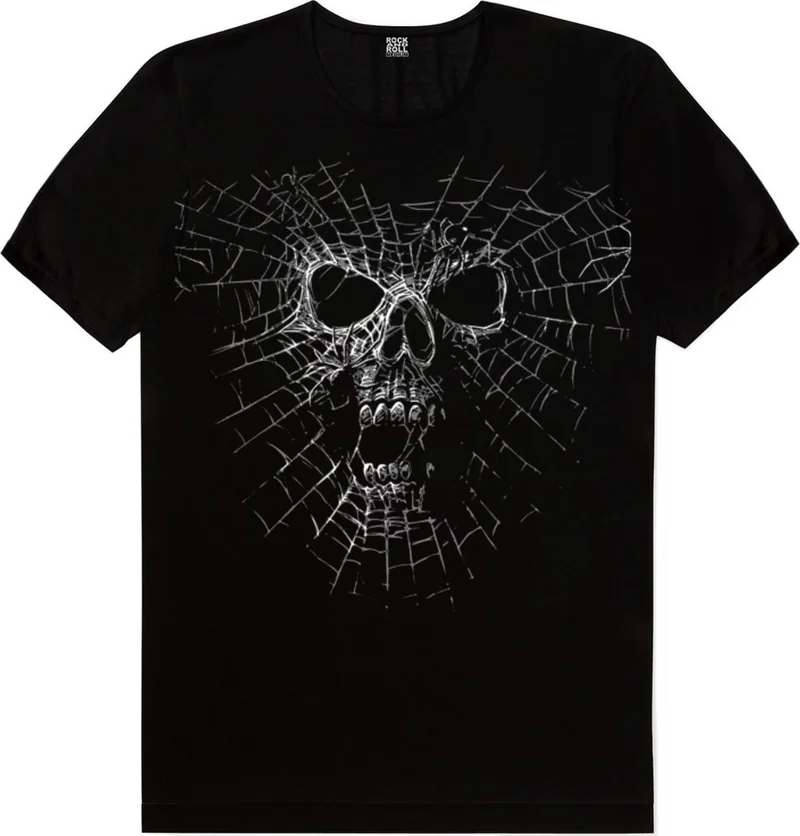 Rock&Roll Spider Skull Black Short Sleeve Men's T-Shirt