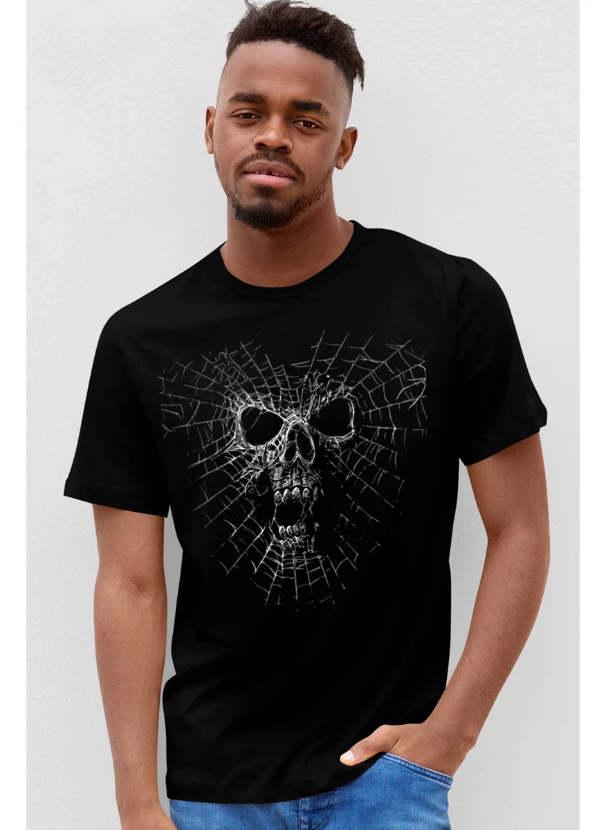 Rock&Roll Spider Skull Black Short Sleeve Men's T-Shirt