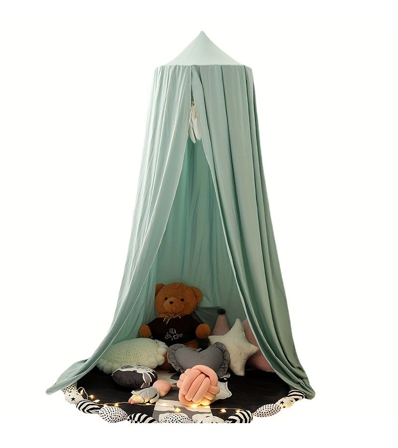 Green Princess Mosquito Net Bed Canopy with Window Curtain Machine Washable Room Decor - Image 4