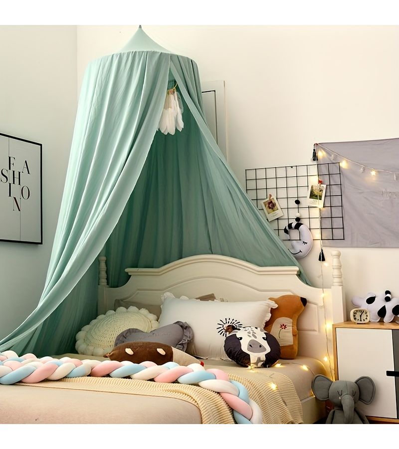 Green Princess Mosquito Net Bed Canopy with Window Curtain Machine Washable Room Decor - Image 2