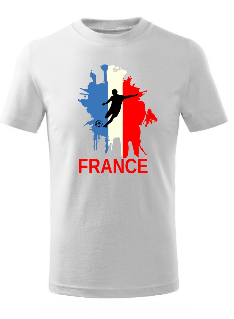 France Football Team World Fans printed T shirts Supporting The Team Football Team Jersey T shirts For Men | Women | Kids to win the cup (White)  - Image 1