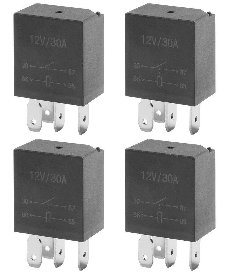 AOCISKA 4-Pack 30A Starter Relay, 12V Multi-Purpose Automotive Relay (Black, 4 Pin) - Image 1