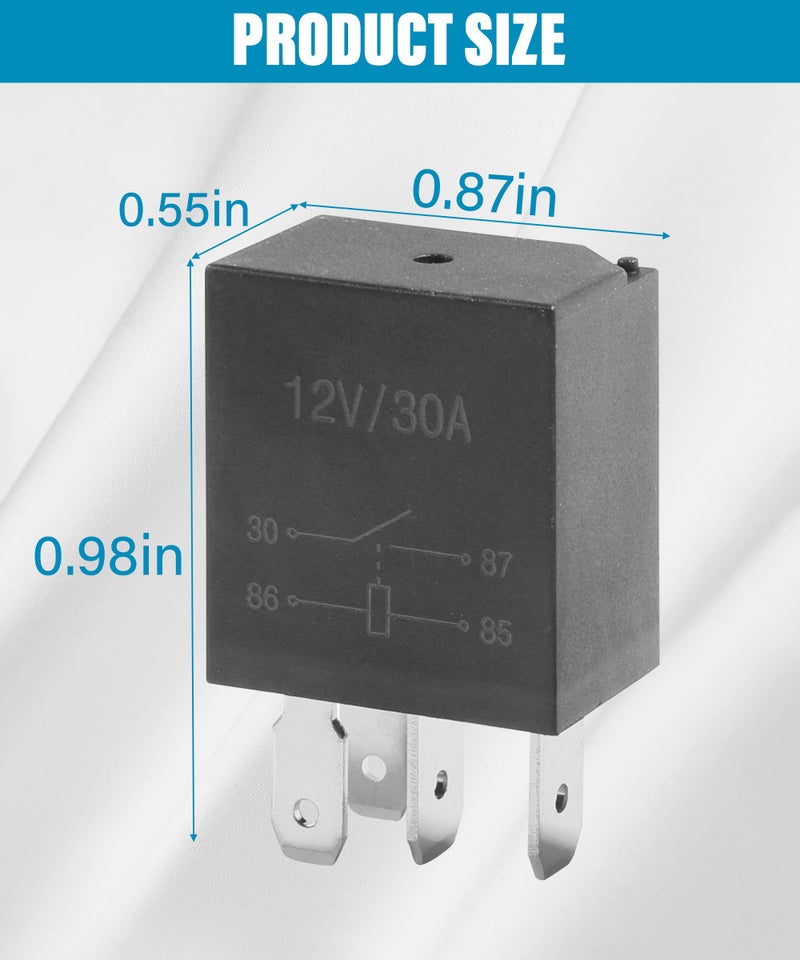 AOCISKA 4-Pack 30A Starter Relay, 12V Multi-Purpose Automotive Relay (Black, 4 Pin) - Image 2