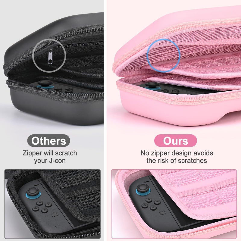 Younik Switch 2 Case Compatible with NS Switch 2 (2025), Carrying Case with 19 Game Card Slots, 4 in 1 Switch 2 Accessories Includes Shoulder Strap, Wrist Strap & Stickers (Pink) - Image 5
