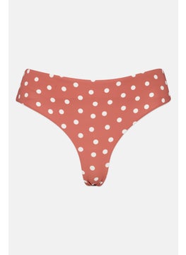 Reserved Women Polka Dots Bikini Bottom, Dark Mauve  - Image 1