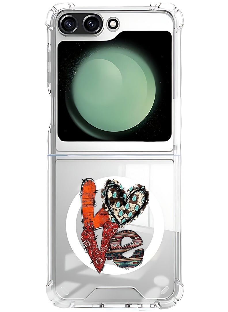 Theodor Magnetic Case for Samsung Galaxy Z Flip 5 Compatible with MagSafe Wireless Charging, Shockproof Phone Bumper Cover Love 2 - Image 1