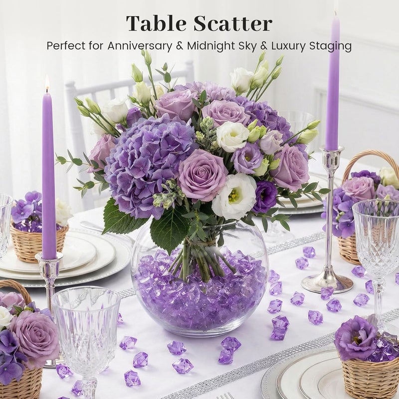 DomeStar Purple Fake Ice Rocks, 150PCS Acrylic Gems Crystals Plastic Diamonds Centerpiece for Vase Fillers Wedding Party Table Scatter - Image 4