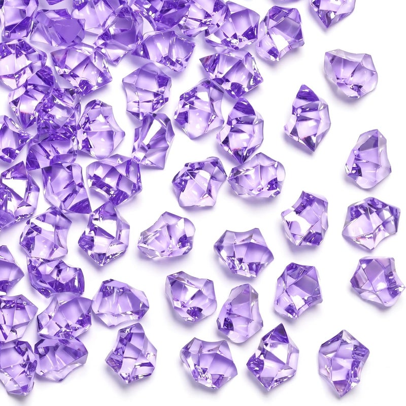 DomeStar Purple Fake Ice Rocks, 150PCS Acrylic Gems Crystals Plastic Diamonds Centerpiece for Vase Fillers Wedding Party Table Scatter - Image 1