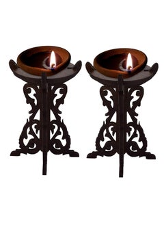 Gopinath Autolink Gopinath Autolink Fresh Handmade Wooden Candle StandDiya Standdiwa Stand for Diwali Home Temple Pooja Room Festival decore Gifts Item Wood Brown with Gift Item Brown Pack of 2  - Image 1