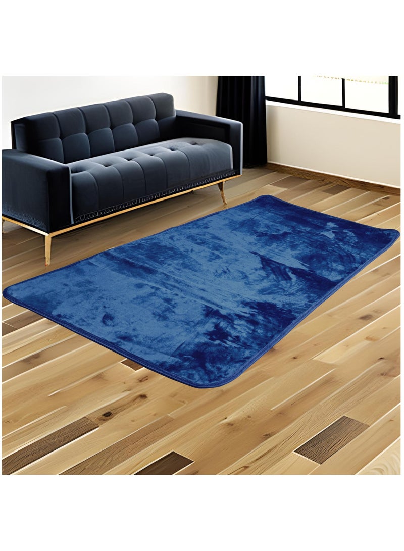 Fabienne Non-Slip Carpet for Living Room Dining Room Kids Room Bed Room Floor Mat Super Soft Homedecor Velvet Mat Navy Blue, Polyester, Rectangle, 90x190cm - Image 1