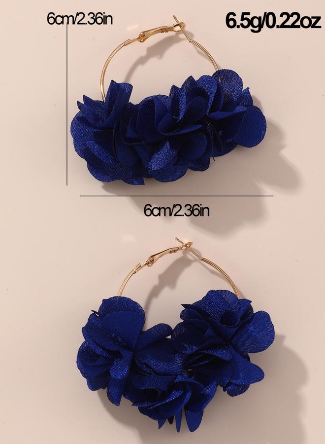 Take Two Blue Floral Decor Hoop Earrings - Image 2