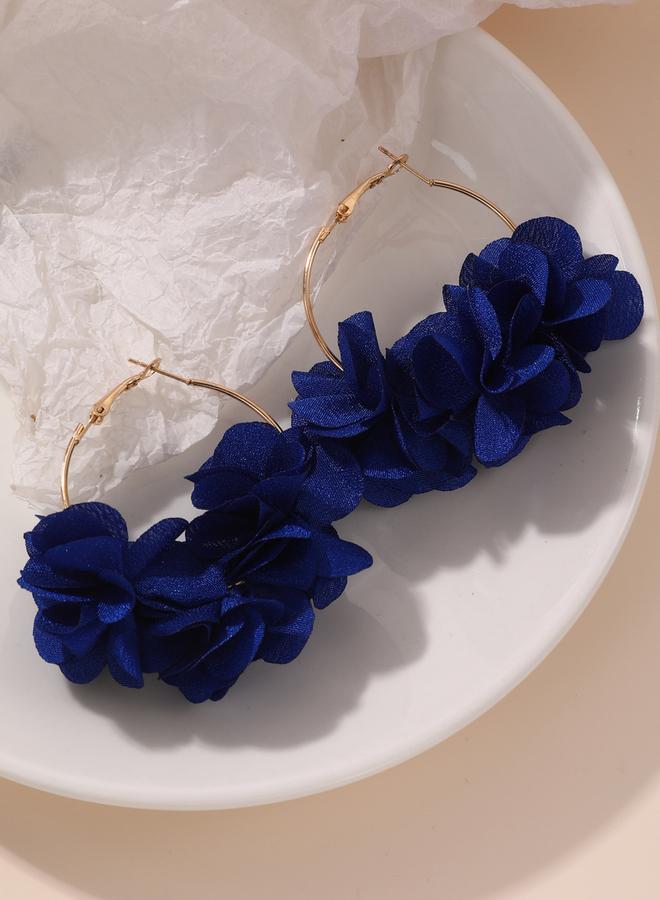 Take Two Blue Floral Decor Hoop Earrings - Image 5