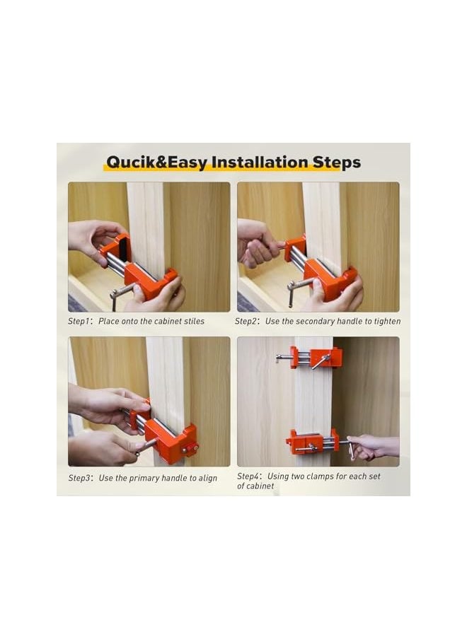 PROMASS - 2PCS Cabinet Face Frame Clamps, Cabinet Installation Clamping Tools Cabinetry Clamps Secure Grip Cabinet Installation Clamps Cabinet Tools with Two Side Screws and Alignment Plate for Cabinet Frame - Image 1