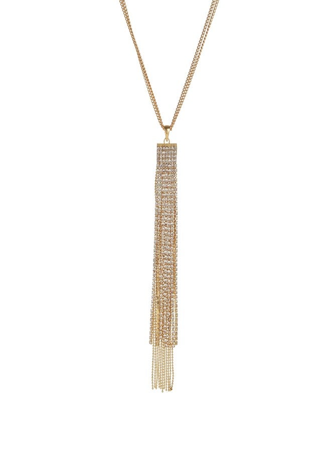 Sither Crystal Tassel Necklace for Women Long Sweater Chain Y Necklace Wedding Dressy Necklace Gold Jewelry for Winter Evening Party Christmas Gift - Image 1