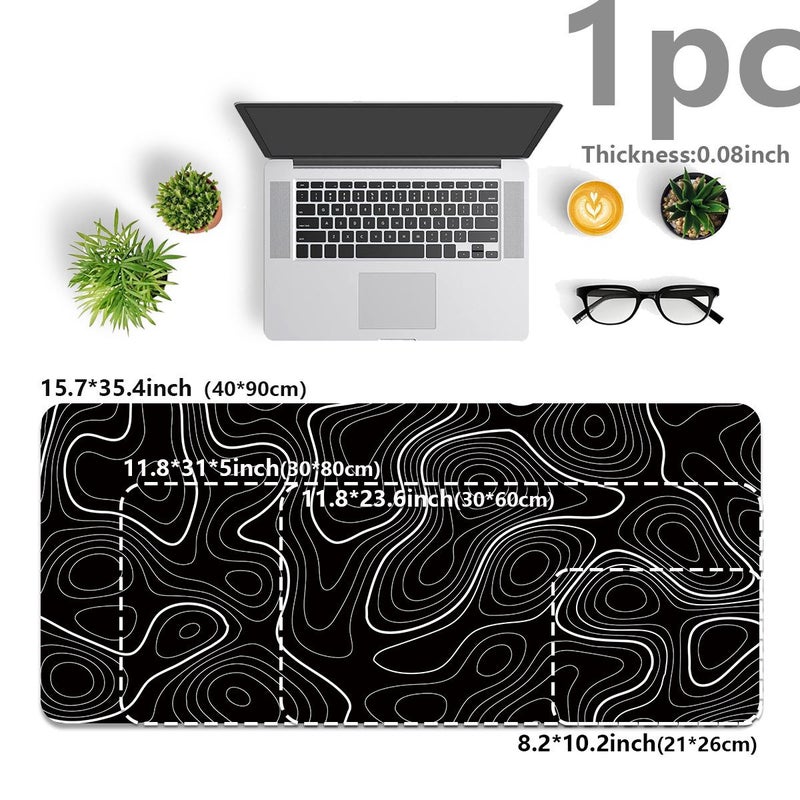 Extended Gaming Mouse Pad And PC Desktop Keyboard Pad Minimalist And Smooth Black And White Lines Pattern Laptop Protective Pad Desk Mat Durable Non Slip Base HD Print Size 21x26cm 8.2x10.2 Inches Suitable For Home Back To School Dorm Office - Image 3