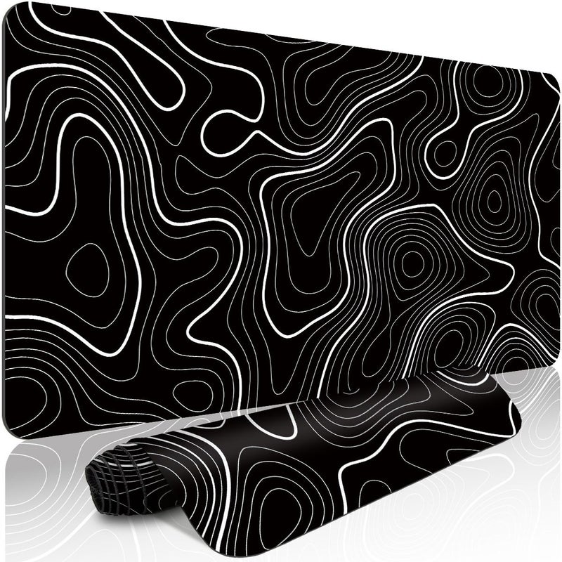Extended Gaming Mouse Pad And PC Desktop Keyboard Pad Minimalist And Smooth Black And White Lines Pattern Laptop Protective Pad Desk Mat Durable Non Slip Base HD Print Size 21x26cm 8.2x10.2 Inches Suitable For Home Back To School Dorm Office - Image 1