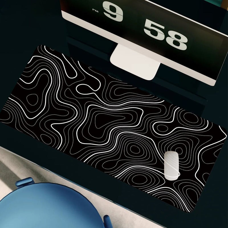 Extended Gaming Mouse Pad And PC Desktop Keyboard Pad Minimalist And Smooth Black And White Lines Pattern Laptop Protective Pad Desk Mat Durable Non Slip Base HD Print Size 21x26cm 8.2x10.2 Inches Suitable For Home Back To School Dorm Office - Image 5