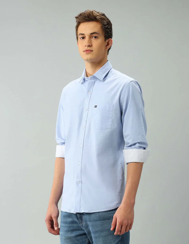 Arrow Light Blue Air Soft Solid Oxford Shirt for Men | Best Price UAE