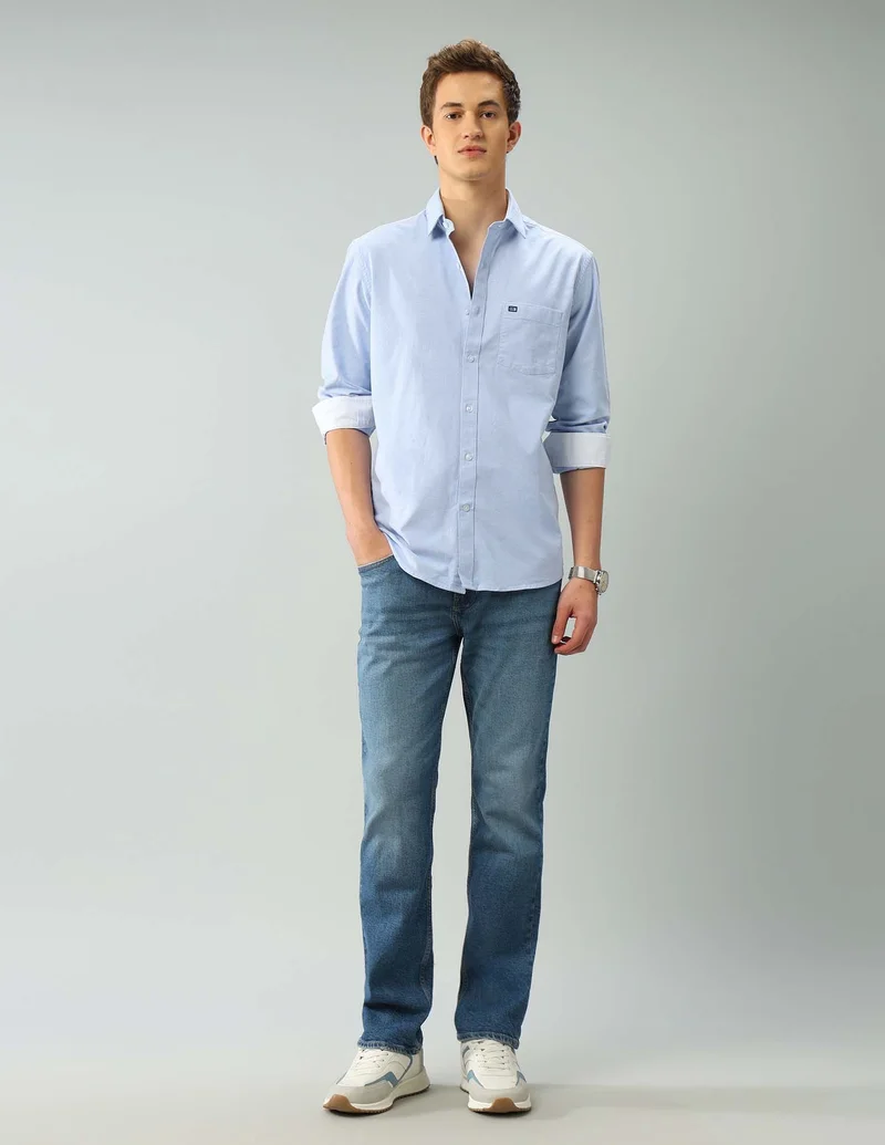 Arrow Light Blue Air Soft Solid Oxford Shirt for Men | Best Price UAE