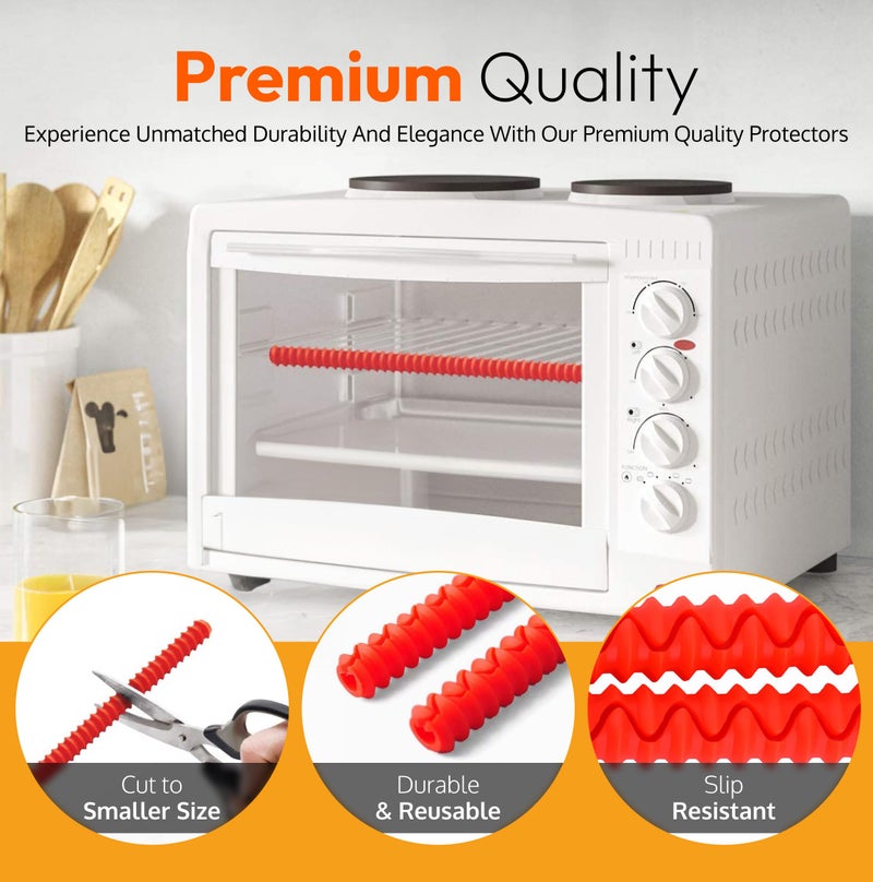 ثريد ناني واقيات حامل الفرن من السيليكون - واقي الفرن المقاوم للحرارة، واقيات الفرن للرفوف، درع جانبي للحرارة لفرن المحمصة، يحمي من الحروق والندبات | 14 بوصة طويلة (أحمر) - Image 3