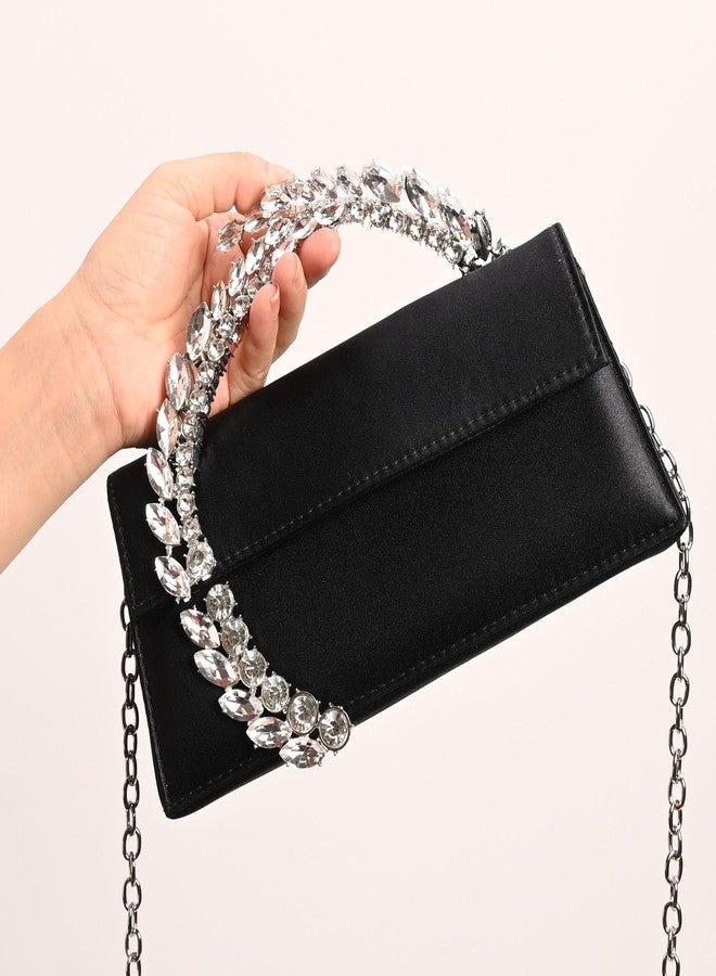 EMGILL Evening Bag For Women Glitter Crystal Handle Clutch Purse Flap Handbags For Wedding Party Chain Crossbody Bags - Image 2