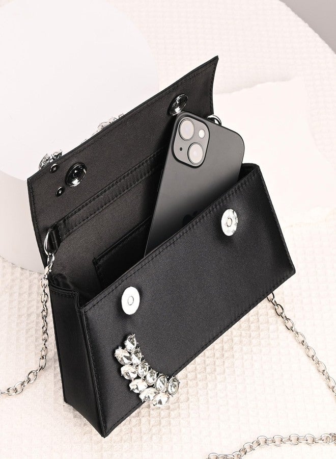 EMGILL Evening Bag For Women Glitter Crystal Handle Clutch Purse Flap Handbags For Wedding Party Chain Crossbody Bags - Image 5