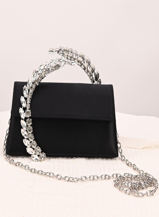 EMGILL Evening Bag For Women Glitter Crystal Handle Clutch Purse Flap Handbags For Wedding Party Chain Crossbody Bags - Image 3