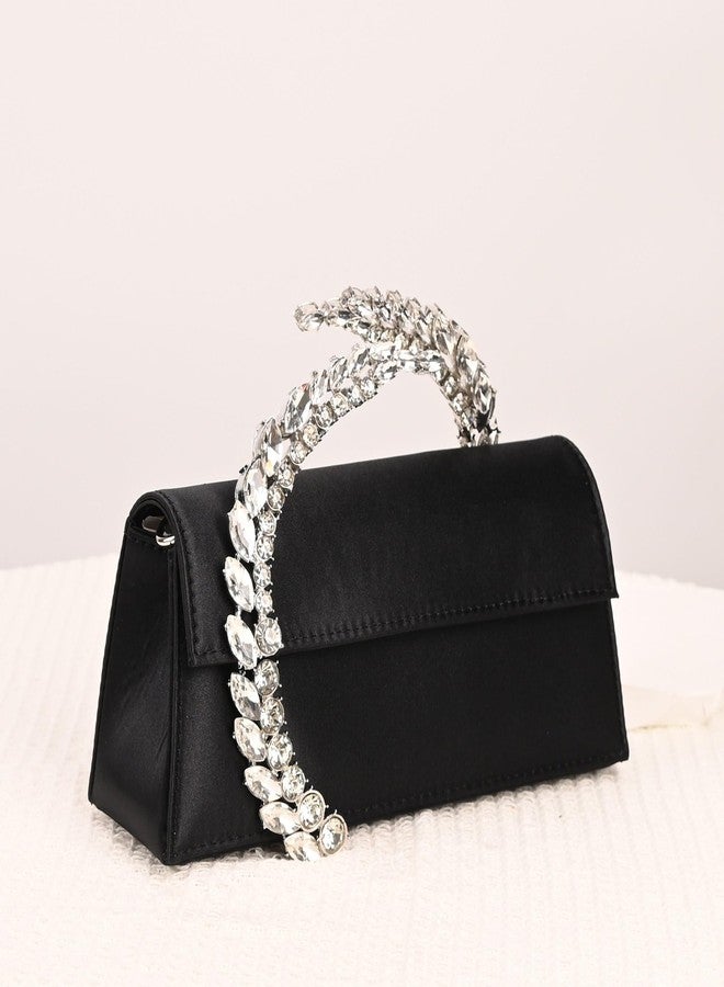 EMGILL Evening Bag For Women Glitter Crystal Handle Clutch Purse Flap Handbags For Wedding Party Chain Crossbody Bags - Image 4