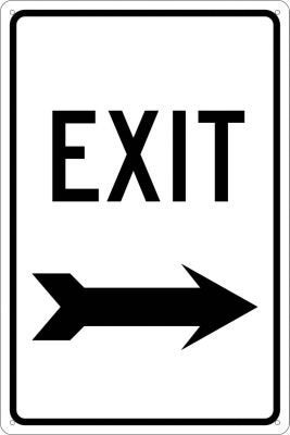 NMC TM80G Traffic Sign, Legend "EXIT" with Right Arrow, 12" Length x 18" Height, Aluminum 0.040, Black on White - Image 5