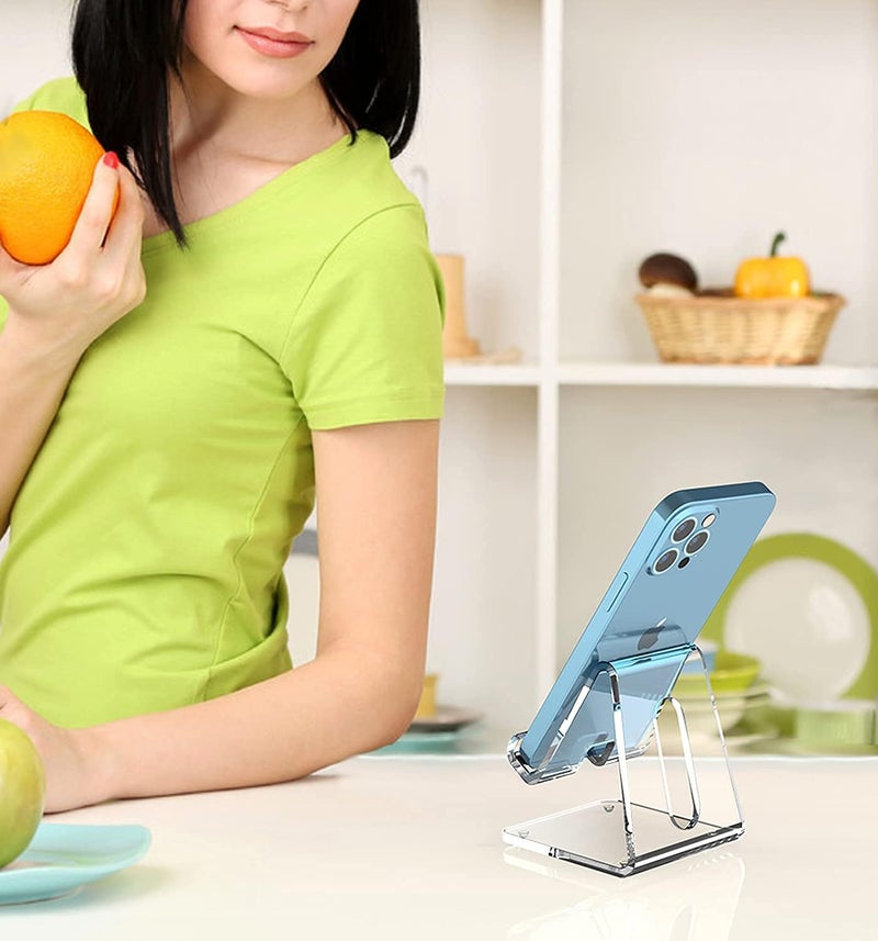 حامل هاتف أكريليك من ، حامل هاتف محمول، حامل هاتف شفاف للمكتب، متوافق مع هواتف 15 14 13 12 Pro Max 11 Xr Plus SE، وسويتش، وهواتف أندرويد الذكية، وجهاز Pad، وملحقات مكتبية، عبوة من قطعتين - Image 5