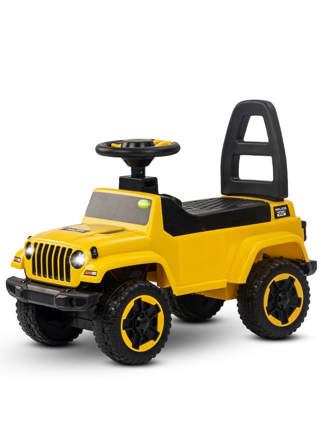 Baybee Raven Ride on  Car for Kids, Ride on Push Car with Music Button Kids Car with Storage & High Backrest Ride on Toy Baby Car Push Ride on Car for Kids Baby Toddlers 1 to 3 Years Boy Girl Yellow - Image 1