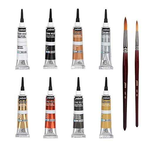 Pebeo Cerne Relief Paint SET 8 x 20 - Image 1