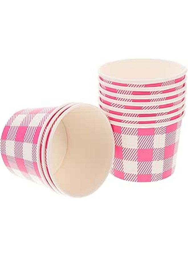 Pink Checkered Disposable Ice Cream Bowls 16oz 10 Pack For Party Picnic Birthday - Image 1