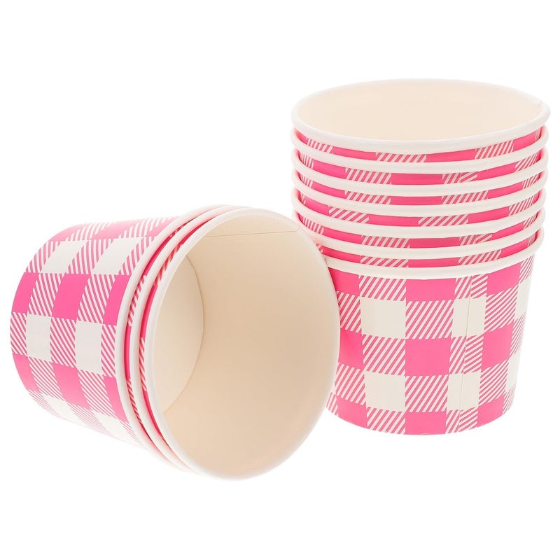 Pink Checkered Disposable Ice Cream Bowls 16oz 10 Pack For Party Picnic Birthday - Image 2