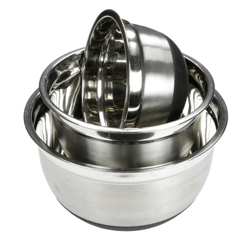 Chef Craft NonSkid Mixing Bowl Set 3 Piece Set Stainless Steel