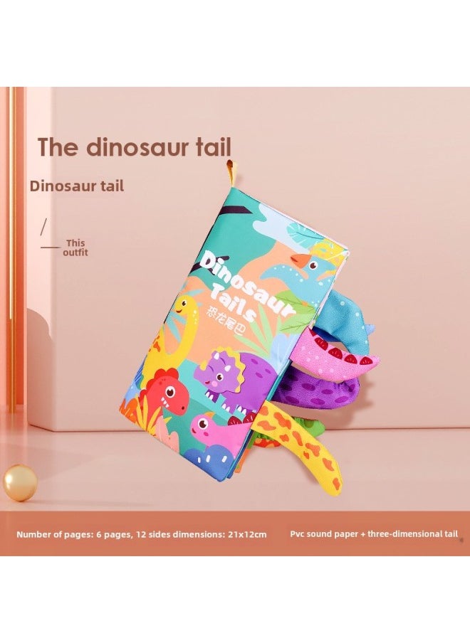 Children's Tail Cloth Book Educational Toy Book Tearable Baby Cloth Book Ringing Paper Enlightenment Book Early Education Toys-Color:Dinosaur Animals (6 Pages And 12 Sides)  - Image 1
