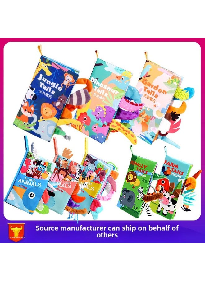 Children's Tail Cloth Book Educational Toy Book Tearable Baby Cloth Book Ringing Paper Enlightenment Book Early Education Toys-Color:Dinosaur Animals (6 Pages And 12 Sides)  - Image 2