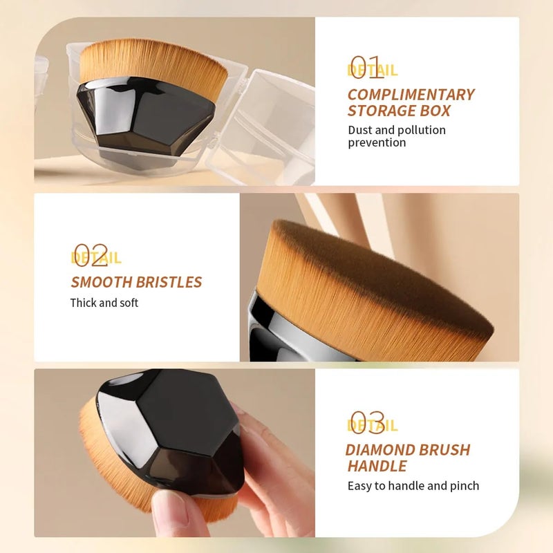 ATHA Foundation Brush for Liquid Makeup | Flawless Flat Top Kabuki Face Brush for Blending Liquid, Cream, Powder Foundation Momma Makeup Brush with Case (Multicolor) - Image 2