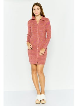 Women Textured Midi Sweater Dress, Brown Heather