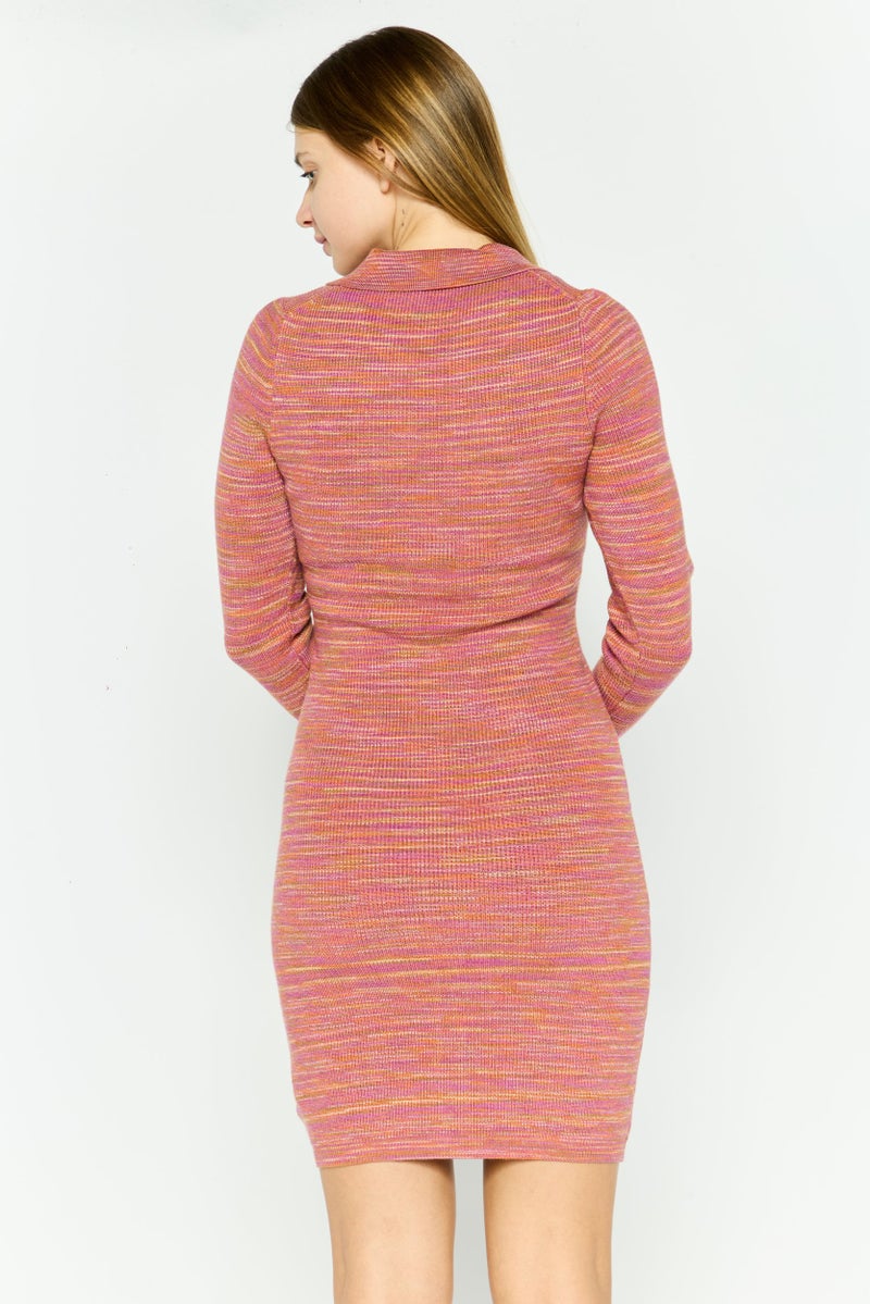 Black Tape Women Textured Midi Sweater Dress, Brown Heather - Image 2