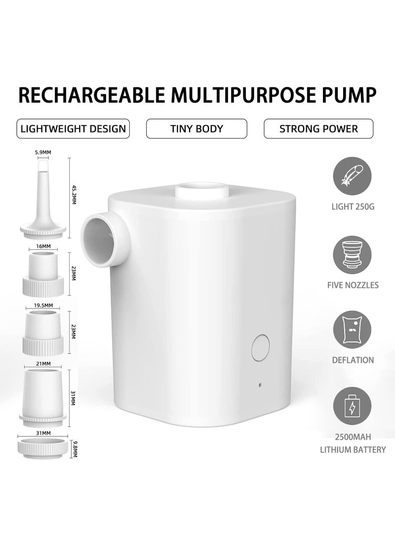 Alruht - Portable Air Pump, Rechargeable Air Pump with USB, Quick Inflate Deflate for Air Mattress, Pool Toys, Floats, Swimming Ring, Air Bed, Vacuum Storage Bags - Image 1